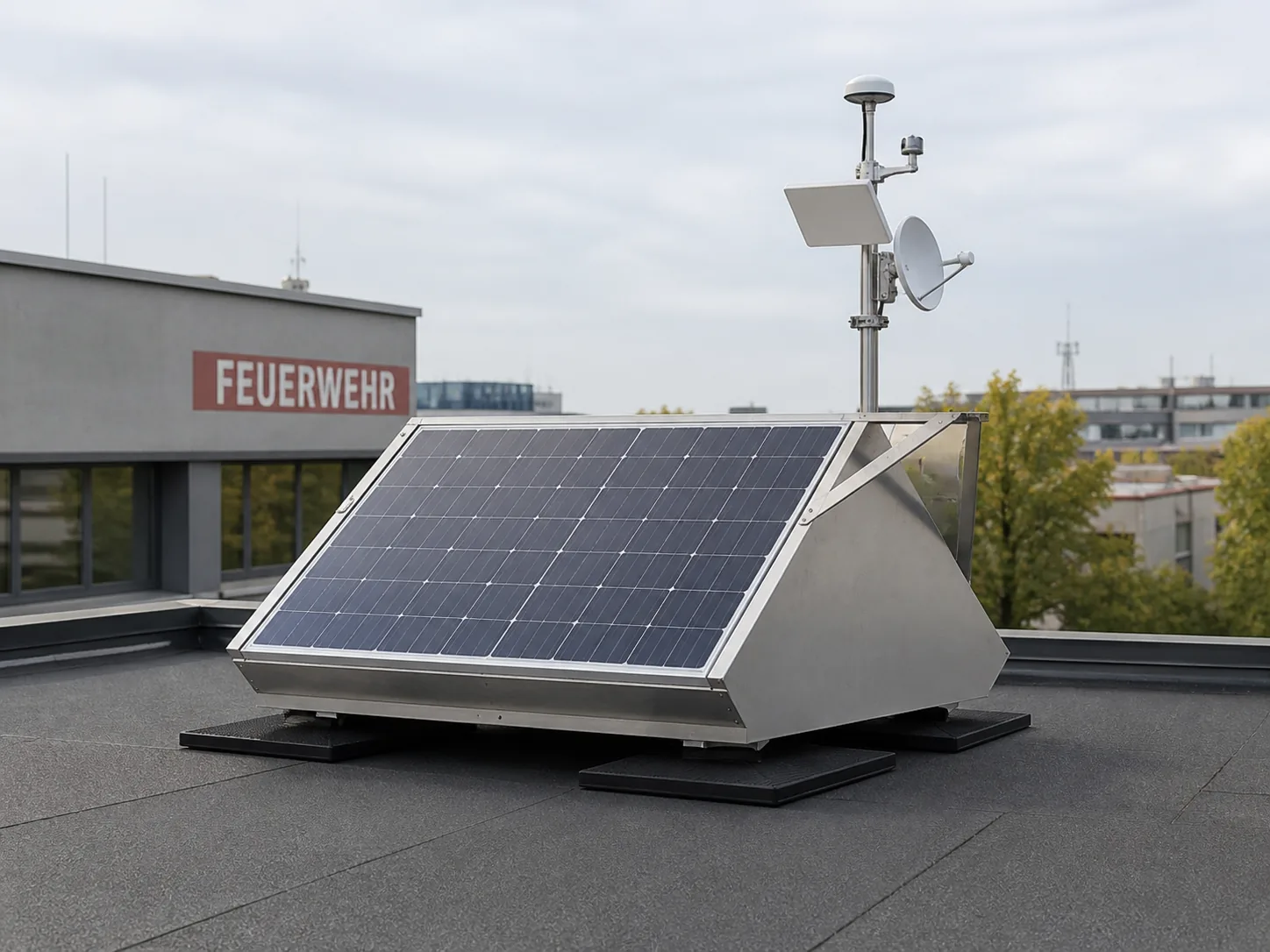 WAMO base station · resilience hub on a fire station roof