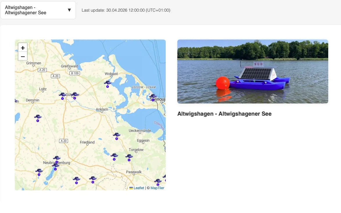 WAMO Dashboard · browser interface with live water data