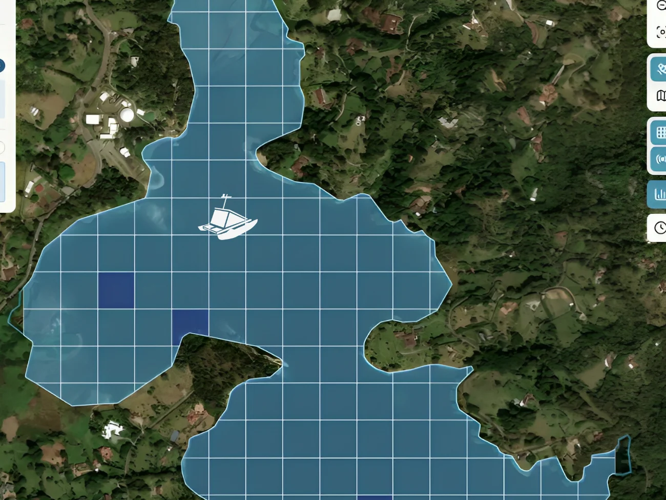 Satellite map · regional water-quality overview